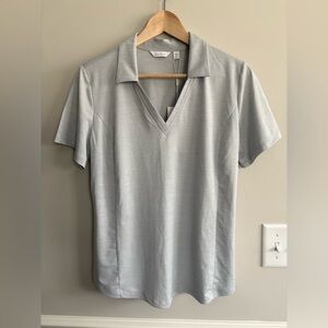 Lady Hagen short sleeve collared grey high rise Polo Golf shirt Size Missy Med